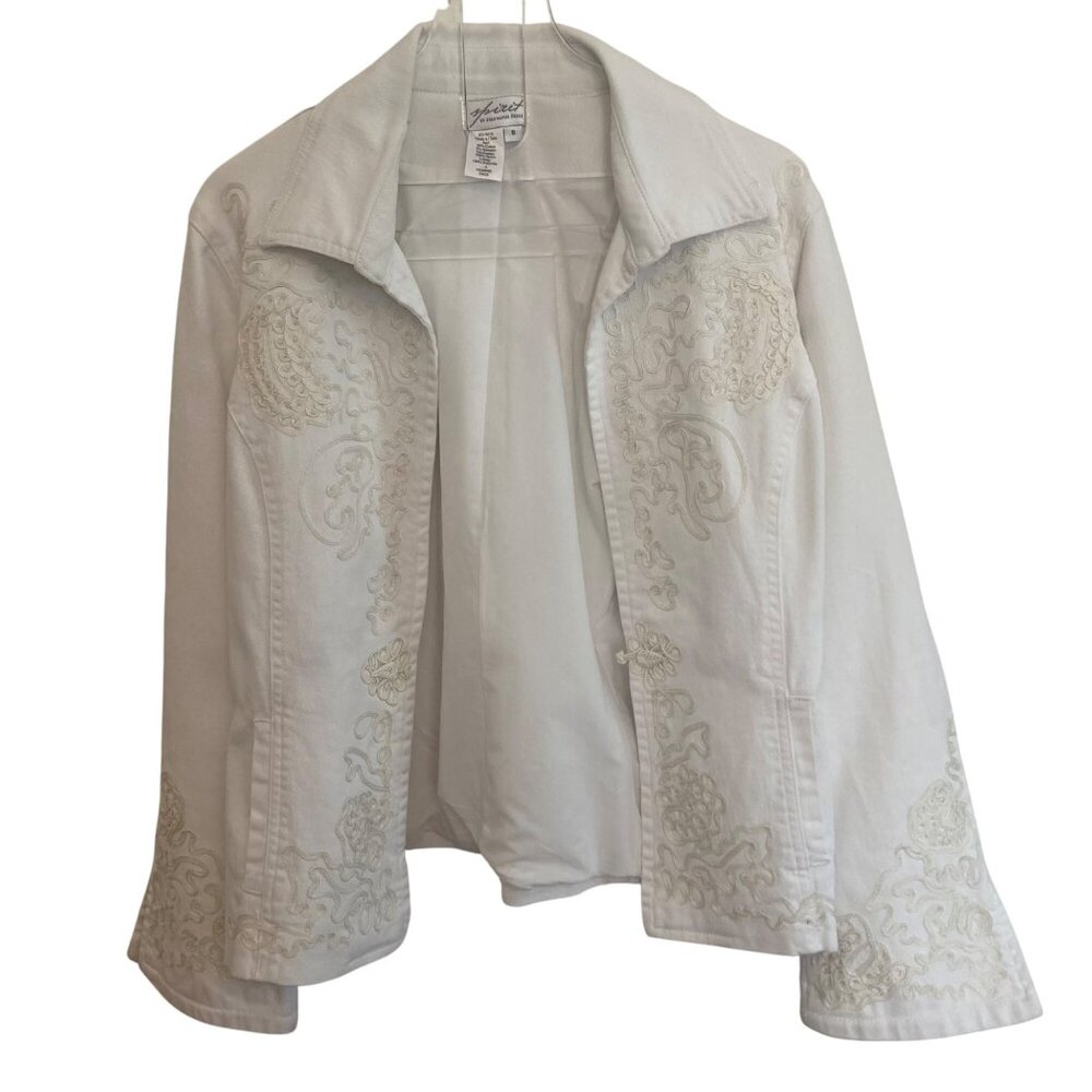 Coldwater Creek Spirit Jacket Womens 8 White Embroidered Coastal Cowgirl Western - Picture 2 of 9
